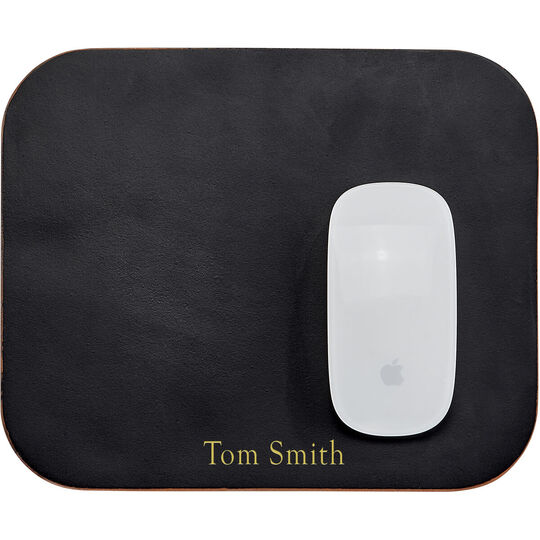 Personalized Two-Sided Leather Mouse Pad - Black & Peacock